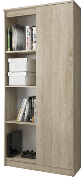 Regál R 80cm 1 dvířka 4 poličky dub sonoma