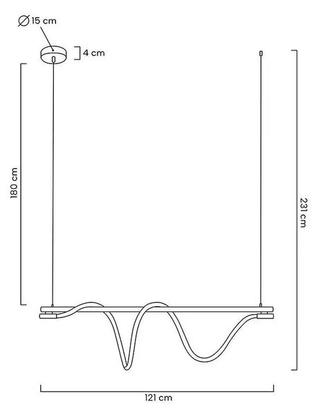 LED závěsné svítidlo SERPIENTE, d.121cm Barva: Černá