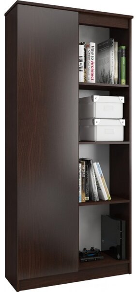 Regál R 80cm 1 dvířka 6 poličky wenge