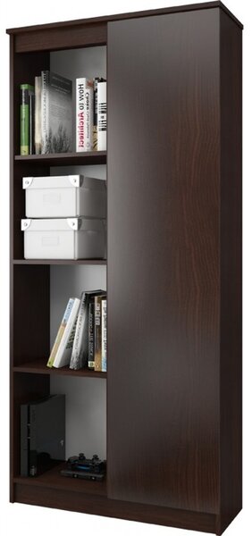 Regál R 80cm 1 dvířka 6 poličky wenge