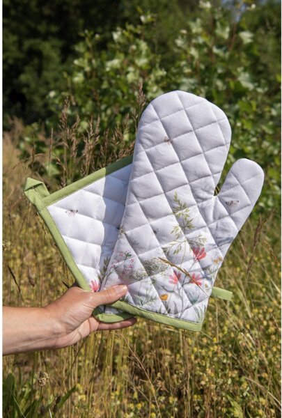 Bílá kulatá bavlněná utěrka se vzorem divoké louky Wildflower Fields – 80 cm