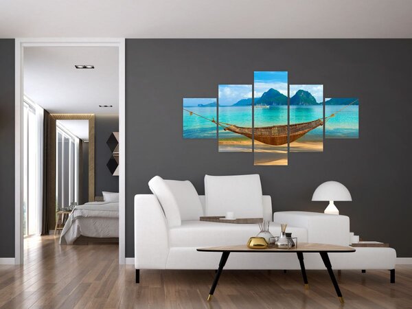 Obraz houpací sítě na pláži 3 (125x70 cm)