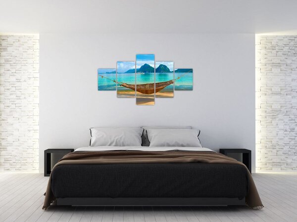 Obraz houpací sítě na pláži 3 (125x70 cm)