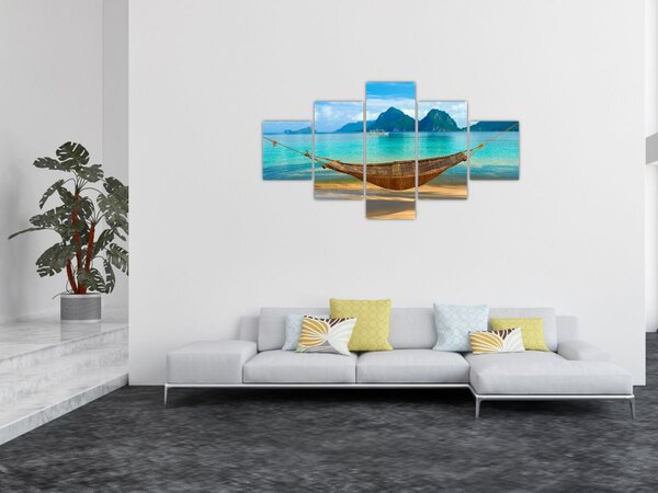 Obraz houpací sítě na pláži 3 (125x70 cm)