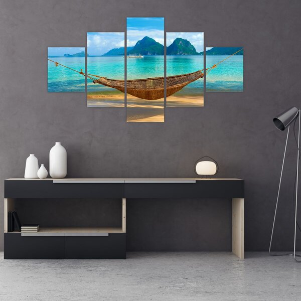 Obraz houpací sítě na pláži 3 (125x70 cm)