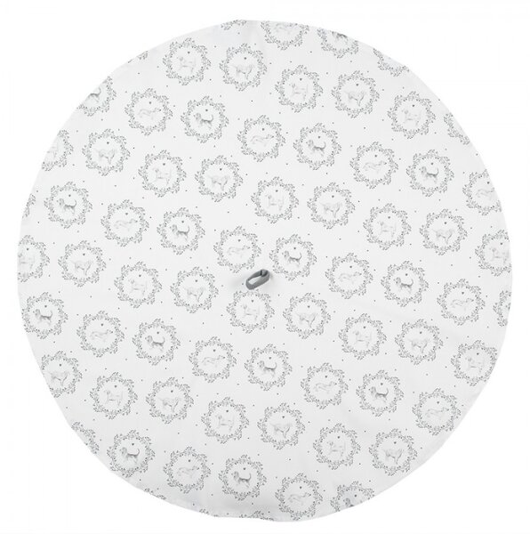 Bílá kulatá bavlněná utěrka s motivem pejsků Lovely Grey Dogs – 80 cm