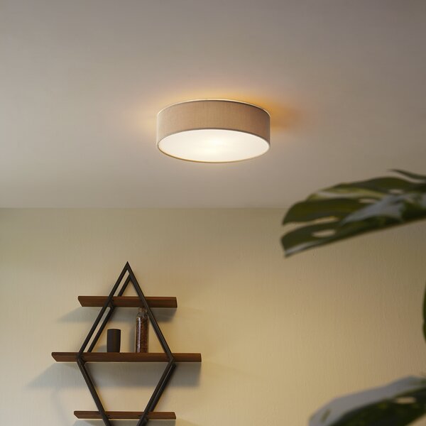 Moderní stropní svítidlo béžovohnědé s velurovým stínidlem 38 cm 2-světelné – Luz
