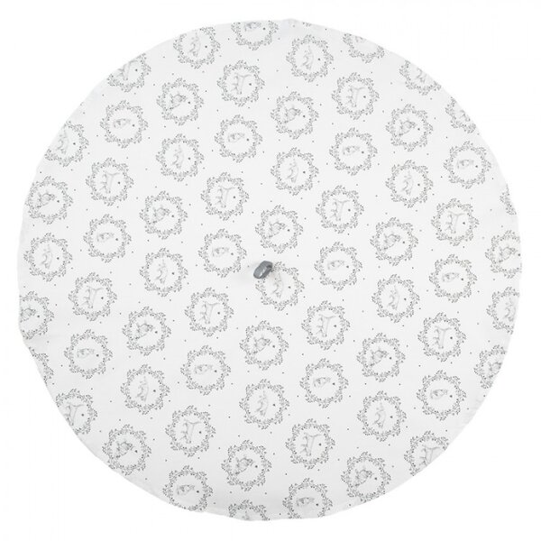 Bílá kulatá bavlněná utěrka s motivem kočiček Lovely Grey Cats – 80 cm