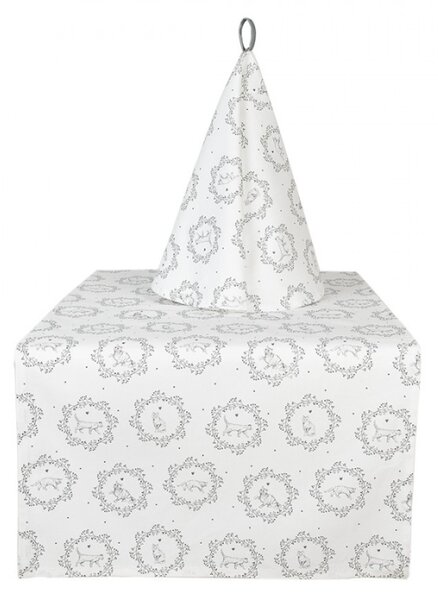 Bílá kulatá bavlněná utěrka s motivem kočiček Lovely Grey Cats – 80 cm