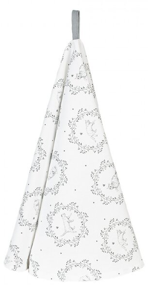 Bílá kulatá bavlněná utěrka s motivem kočiček Lovely Grey Cats – 80 cm