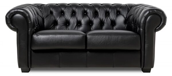 Kožená pohovka CHESTERFIELD - 2P, šedá (Rimini)