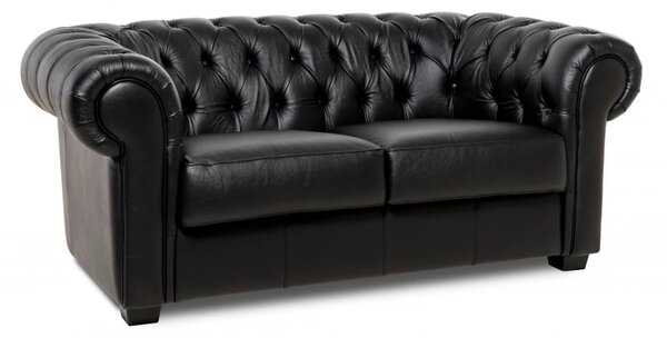 Kožená pohovka CHESTERFIELD - 2P, šedá (Rimini)