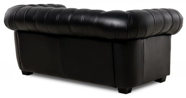 Kožená pohovka CHESTERFIELD - 2P, šedá (Rimini)