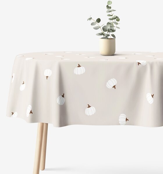 Goldea oválný ubrus 100% bavlněné plátno - dýně na krémovém 140 x 220 cm