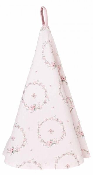 Růžová kulatá bavlněná utěrka se vzorem květinového věnce Floral Easter Bunny – 80 cm