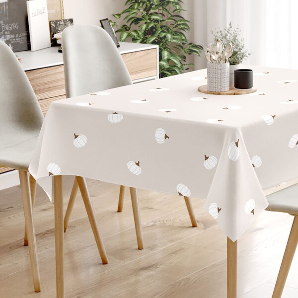Goldea hranatý ubrus 100% bavlněné plátno - dýně na krémovém 80 x 80 cm