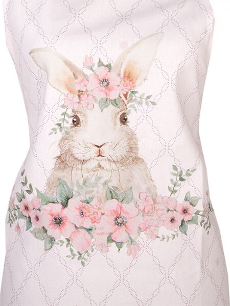 Bavlněná kuchyňská zástěra se vzorem velikonočního zajíčka a květinového věnce Floral Easter Bunny – 70x85 cm