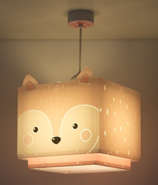 Dalber 64582 LITTLE FOX - Dětský lustr s malou liškou + Dárek LED žárovka (Dětský růžový lustr s motivem malé lišky)