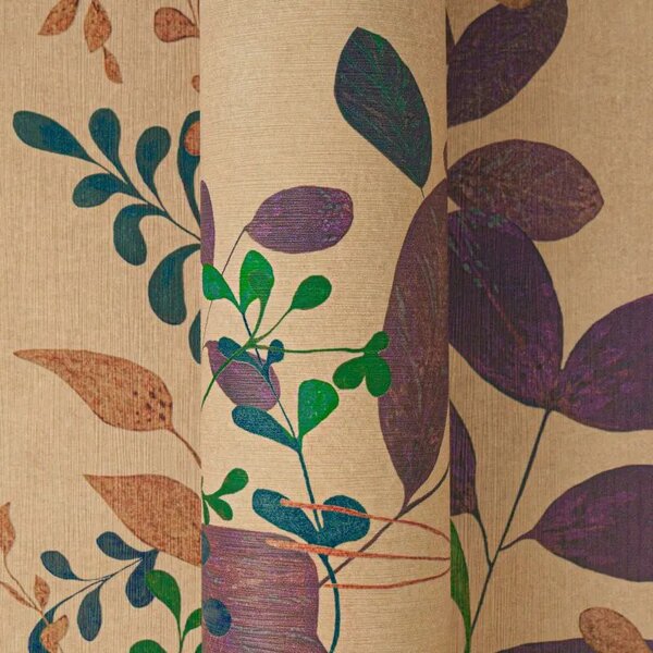 A.S. Création | Vliesová tapeta na zeď PintWalls 3 79186-7 | 0,53 x 10,05 m | béžová, fialová, zelená, měděná, vining ivy
