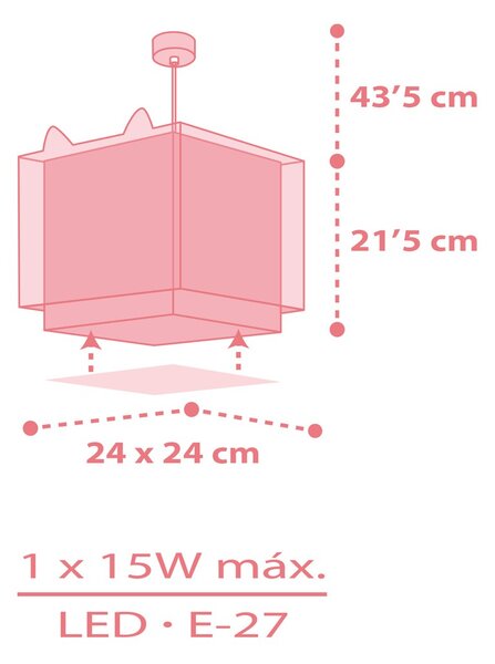 Dalber 64582 LITTLE FOX - Dětský lustr s malou liškou + Dárek LED žárovka (Dětský růžový lustr s motivem malé lišky)