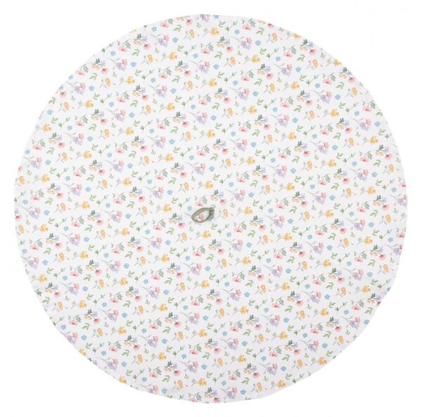 Bílá kulatá bavlněná utěrka se vzorem lučních kvítků Colourful Flowers – 80 cm