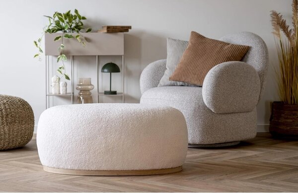 Nordic Living Světle šedé bouclé lounge křeslo Messina