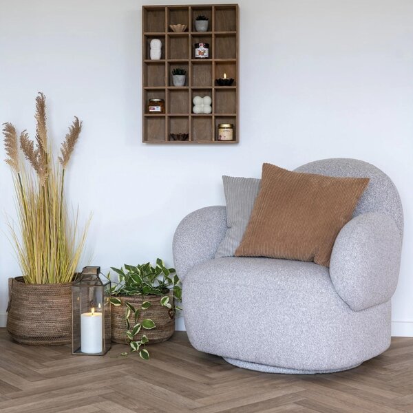 Nordic Living Světle šedé bouclé lounge křeslo Messina