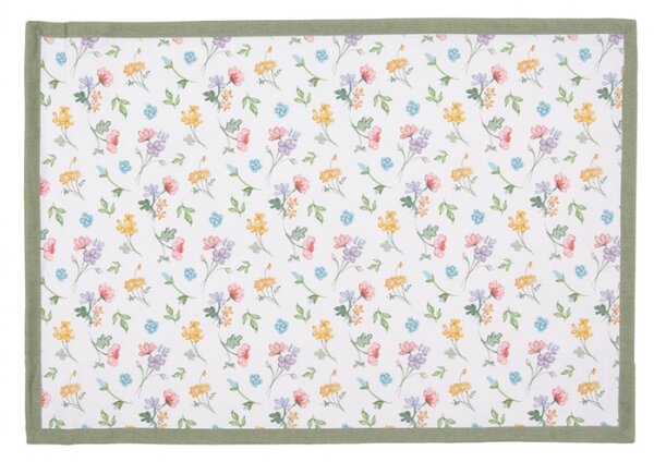 Sada 6 bavlněných prostírání se vzorem lučních kvítků Colourful Flowers – 48x33 cm