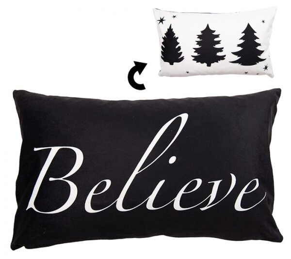 Černo-bílý oboustranný povlak na polštář Black & White X-Mas – 30x50 cm