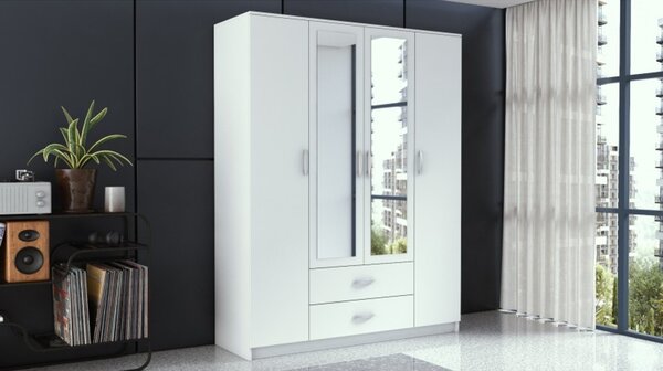 Šatní skříň ROMANA se zrcadlem 160 cm bílá