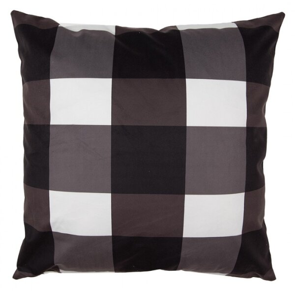 Černý vánoční povlak na polštář s kostkovaným motivem stromečků Black & White X-Mas – 45x45 cm