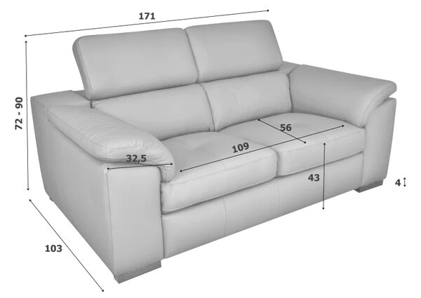 Zlutahala.cz Moderní kožená pohovka LOREN II (2P), bílá (madras - 122 white)