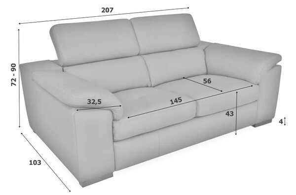 Moderní kožená pohovka LOREN II (3P), hnědá (madras - 111 bark)