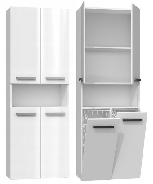Koupelnová skříňka NEL DK 2K 60 cm - bílý lesk