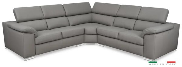 Kožená rohová sedací souprava LOREN II XL, šedá (madras - 128 grey)