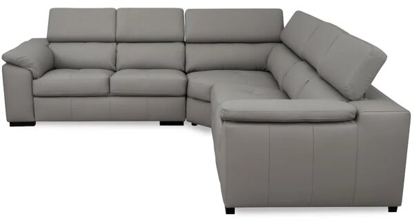 Kožená rohová sedací souprava LOREN II XL, šedá (madras - 128 grey)