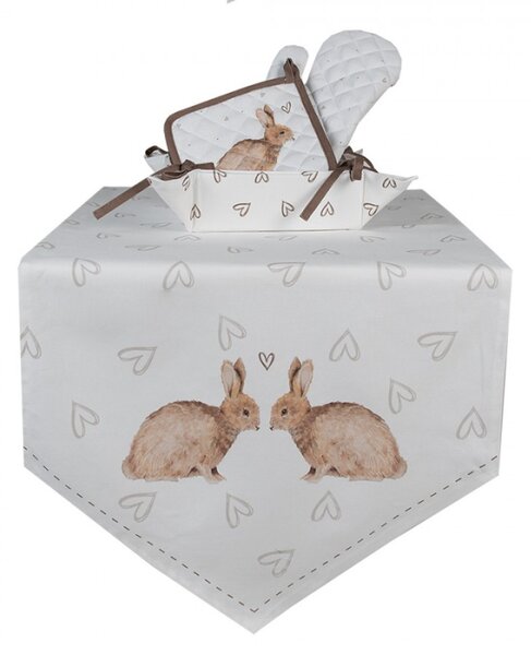Bavlněná chňapka / podložka pod hrnec se vzorem králíčků Bunnies in Love – 20x20 cm