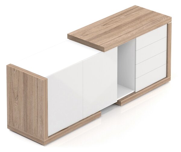 Komoda SOLID pro manažerský opěrný stůl, se dvěma dveřmi a zásuvkami 170cm (Komoda SOLID pro manažerský opěrný stůl, se dvěma dveřmi, 4 zásuvky, délka 170cm, hloubka 50cm)