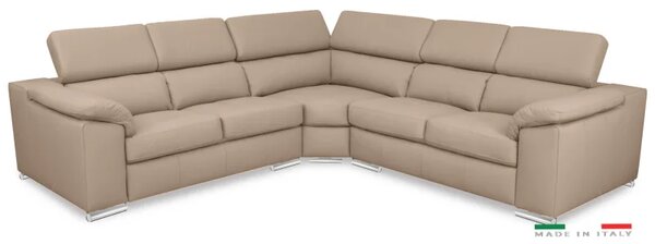 Kožená rohová sedací souprava LOREN II XL, béžová (madras - 142 taupe)