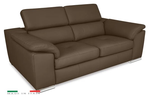 Moderní kožená pohovka LOREN II (3P), hnědá (madras - 111 bark)