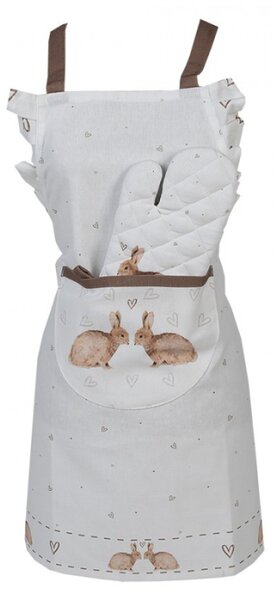 Bílá bavlněná dětská chňapka se vzorem králíčků Bunnies in Love – 12x21 cm