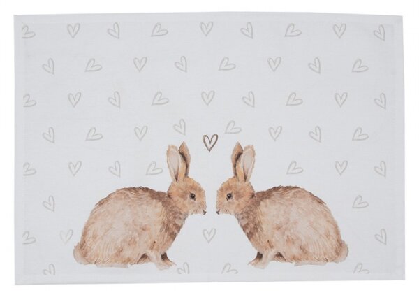 Sada 6 bavlněných prostírání se vzorem králíčků Bunnies in Love – 48x33 cm
