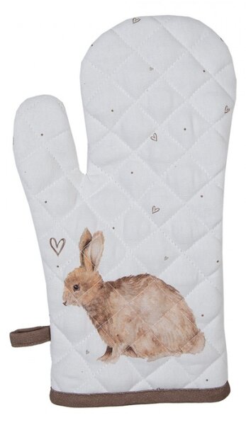 Bílá bavlněná dětská chňapka se vzorem králíčků Bunnies in Love – 12x21 cm