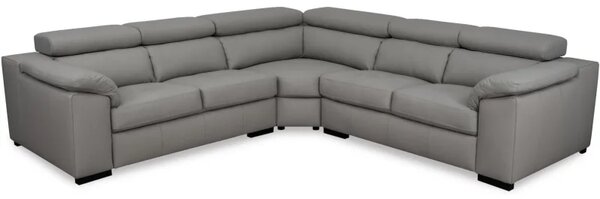 Kožená rohová sedací souprava LOREN II XL, šedá (madras - 128 grey)