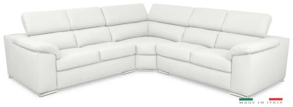 Kožená rohová sedací souprava LOREN II XL, bílá (madras - 122 white)
