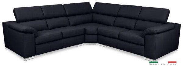 Kožená rohová sedací souprava LOREN II XL, tm. modrá (madras - 106 dark blue)