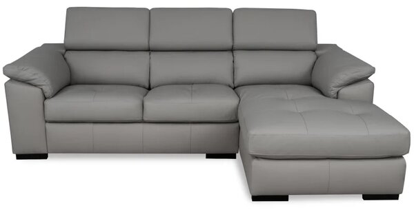 Kožená rohová sedací souprava LOREN II, pravá, šedá (madras - 128 grey)