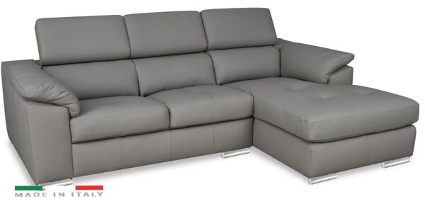Kožená rohová sedací souprava LOREN II, pravá, šedá (madras - 128 grey)