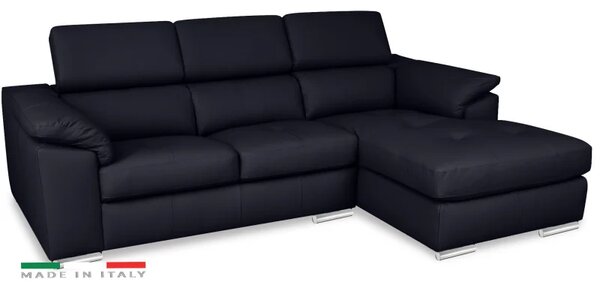 Kožená rohová sedací souprava LOREN II, pravá, tm. modrá (madras - 106 dark blue)