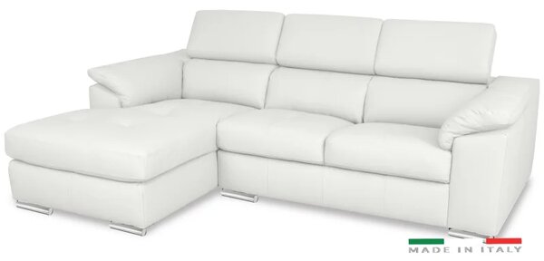 Kožená rohová sedací souprava LOREN II, levá, bílá (madras - 122 white)